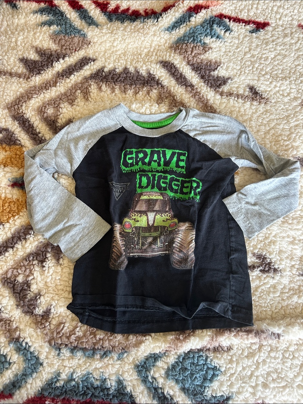 Grave Digger Long Sleeve Tee for Kids - Black & Gray